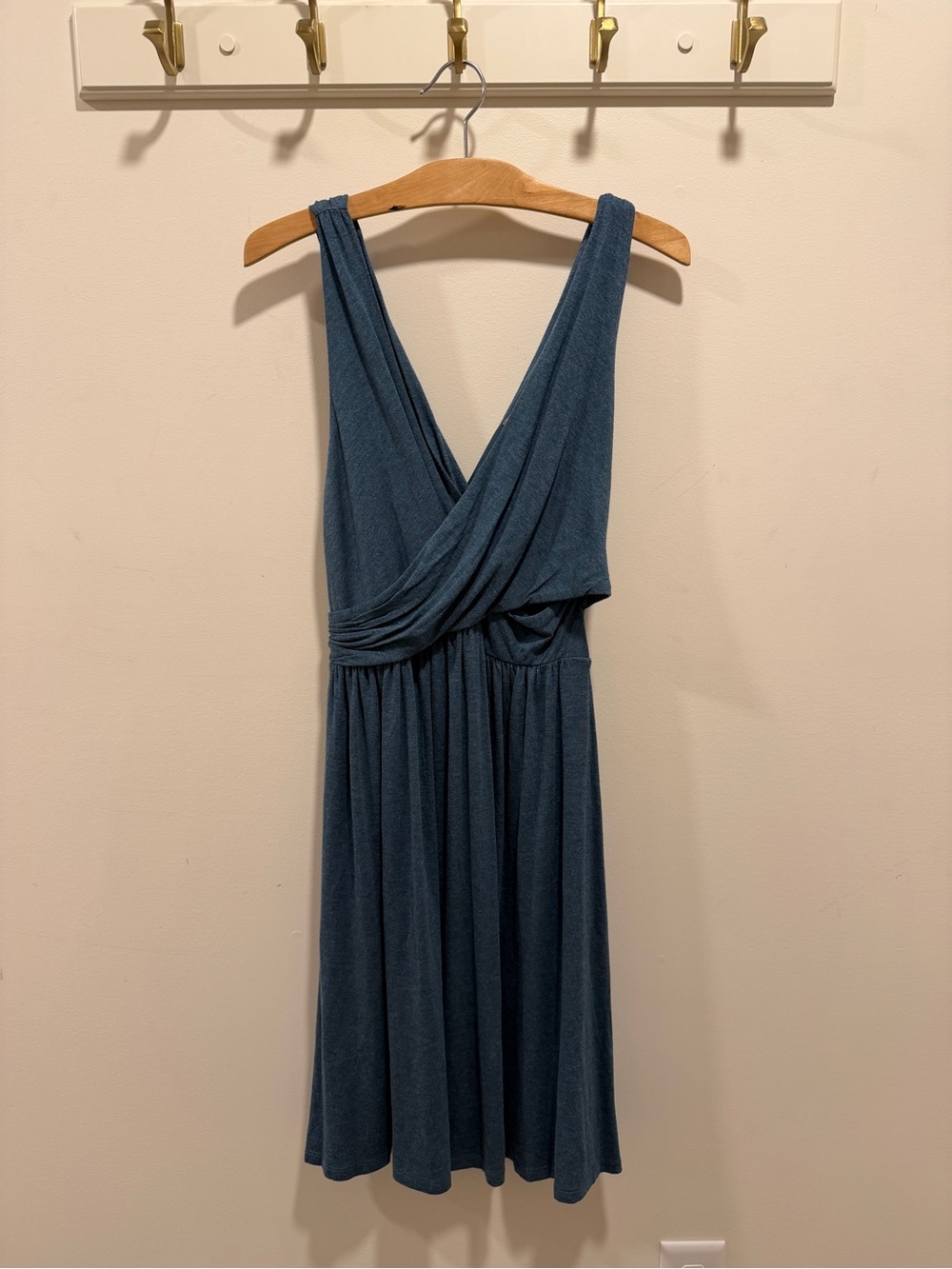 NEW LOFT Double V Flare Dress in Deep Bayou Blue